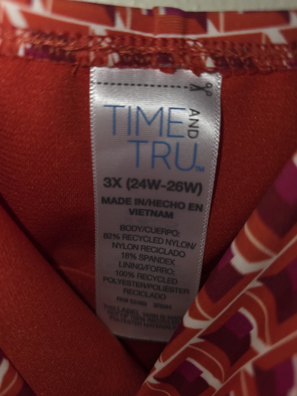 Time and Tru Red Geometric One-Piece Swimsuit